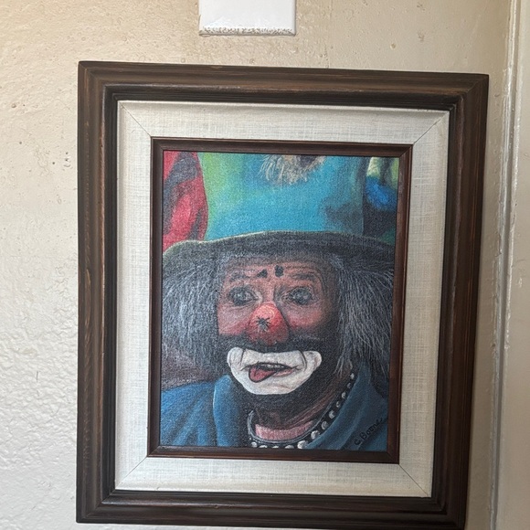 C Boone. Vintage painting of clown. Painted December 1978.